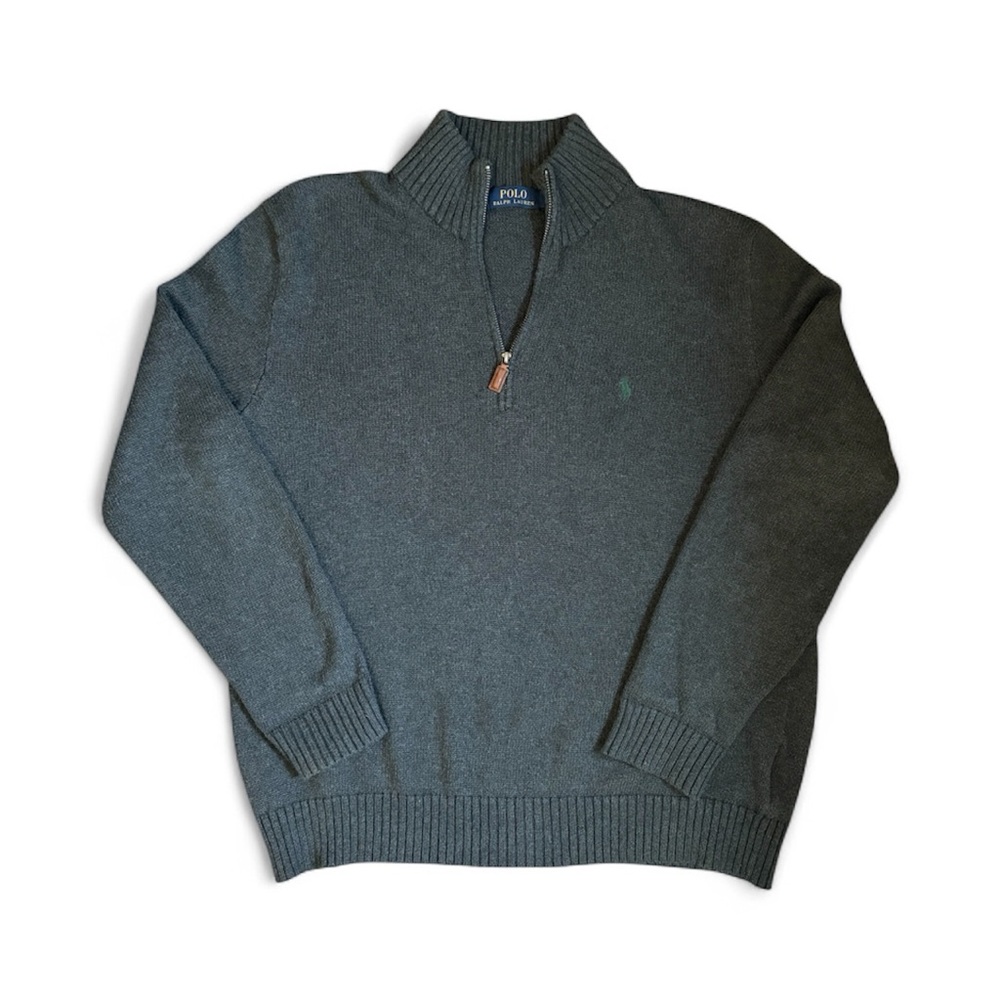 Polo by Ralph Lauren Men's Gray 1/4 Zip Sweater. Size Large